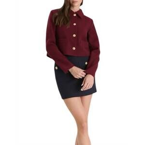 NEW THE WORKSHOP STUDIO button down solid tweed jacket in deep red
